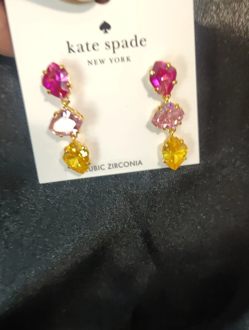 Kate Spade Gold‑Tone Triple Drop Earrings  Pink, Light Pink & Yellow – Color Pop